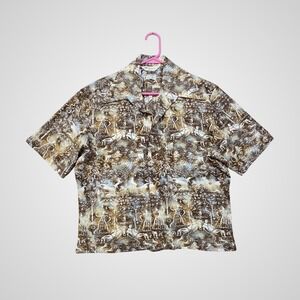 Mr. California Button Up Shirt Mens Large Brown Vintage Cut-off Short Sleeve‎